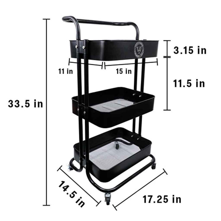 Tattoo Trolley 3 Tier Black