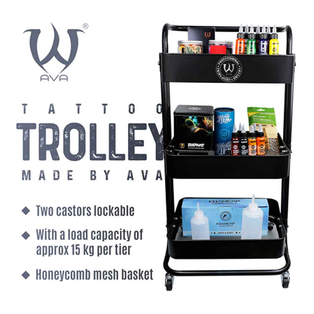 Tattoo Trolley 3 Tier Black