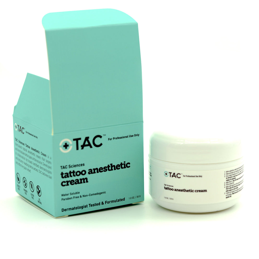 Tac Sciences Numbing Cream used when getting a tattoo
