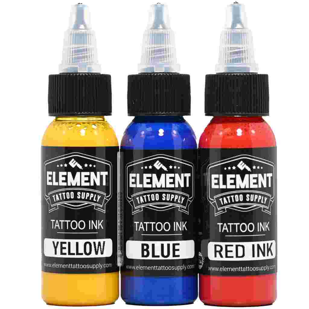 Element Tattoo Ink Set Red Yellow Blue 1oz – Element Tattoo Supply