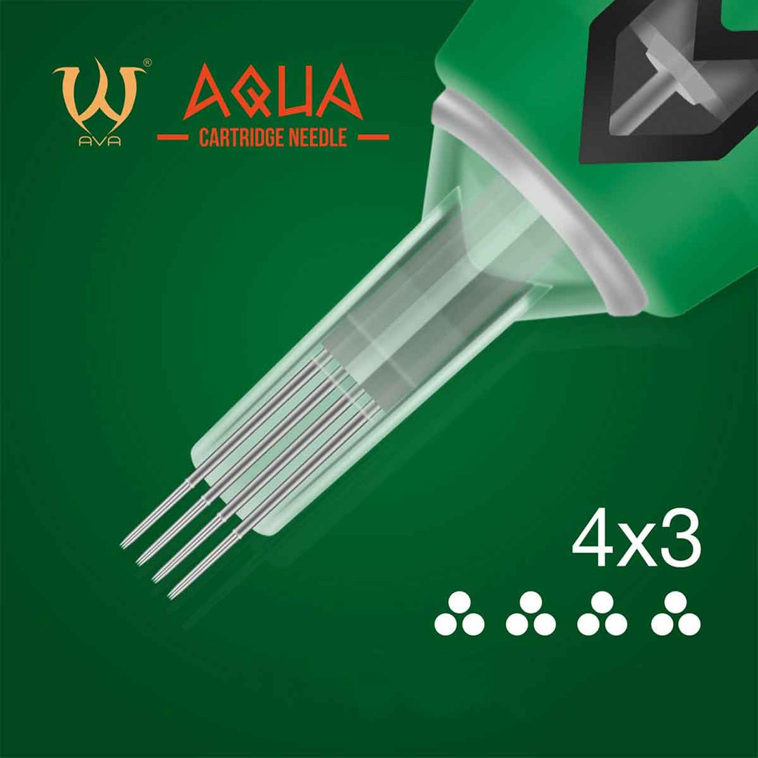 Aqua cartridge needle Stipple shader branding on a green background