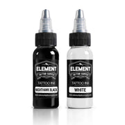Black and white Tattoo Ink nighthawk black and Element white 1 ounce bottles