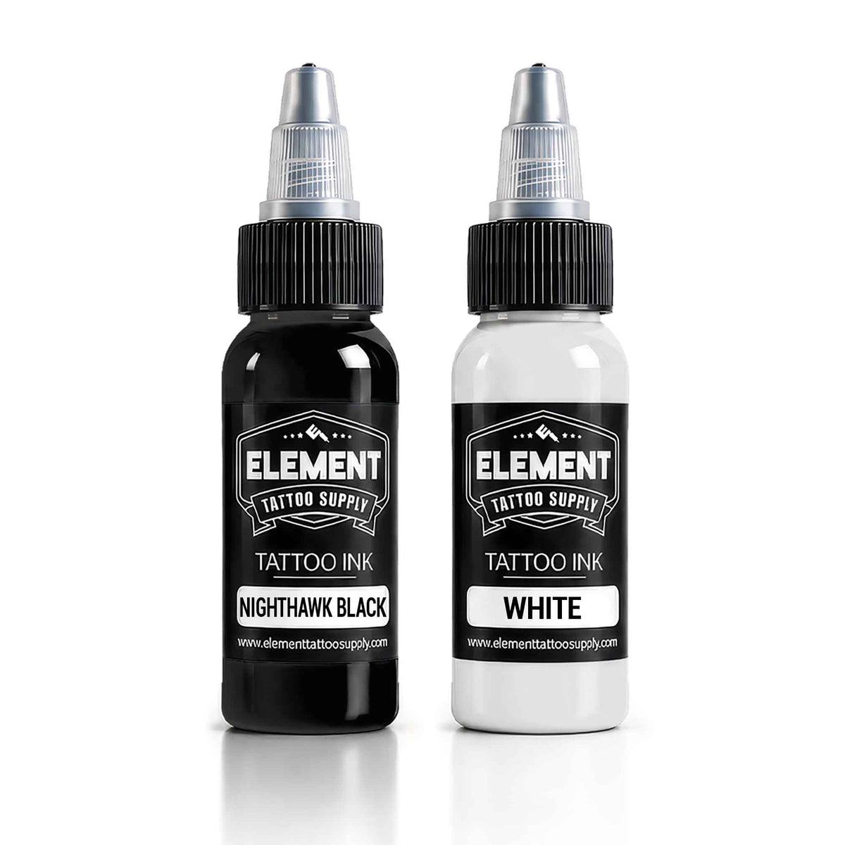 Black and white Tattoo Ink nighthawk black and Element white 1 ounce bottles