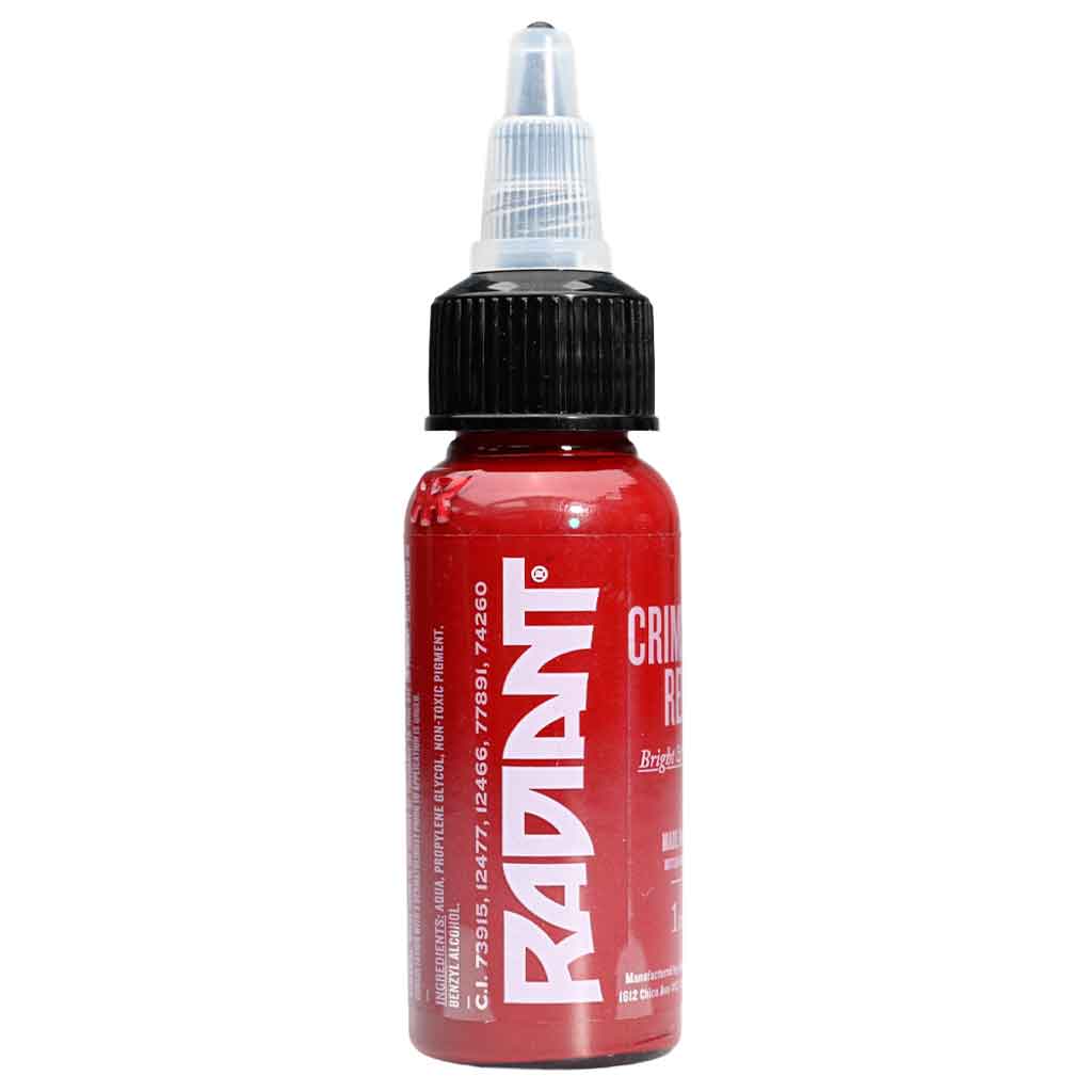 Front view of Radiant Crimson red tattoo ink bottle