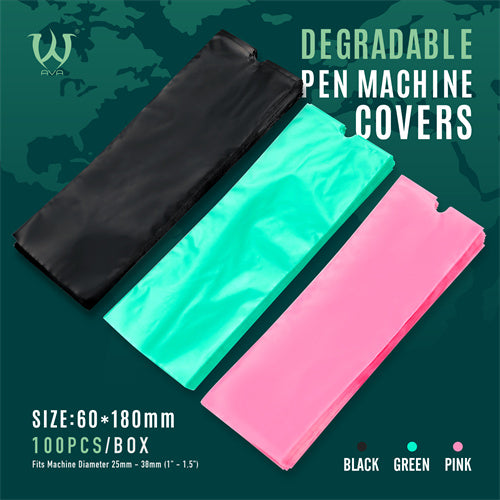 Bio-degradable Pen Machine Covers Green 60mm x 180mm 100 pcs