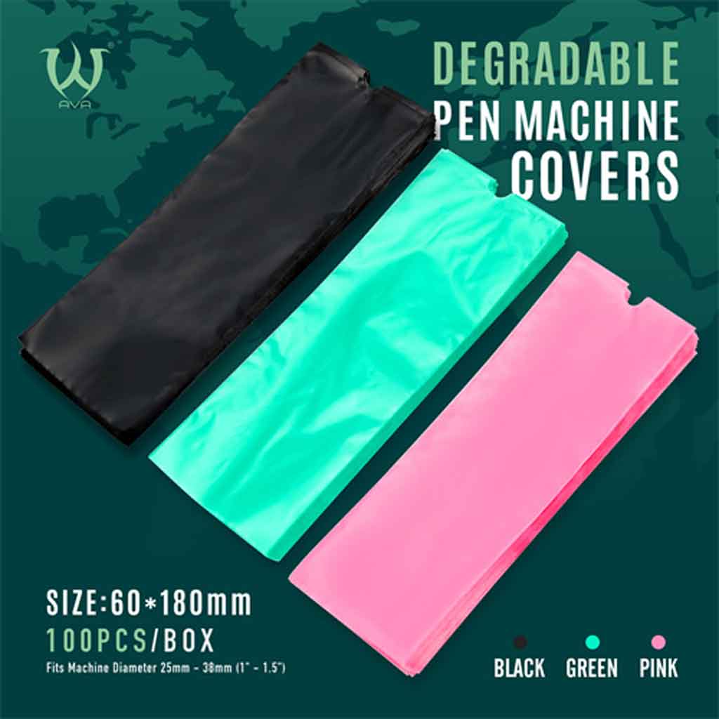 Bio-degradable Pen Machine Covers Pink 60mm x 180mm 100 pcs