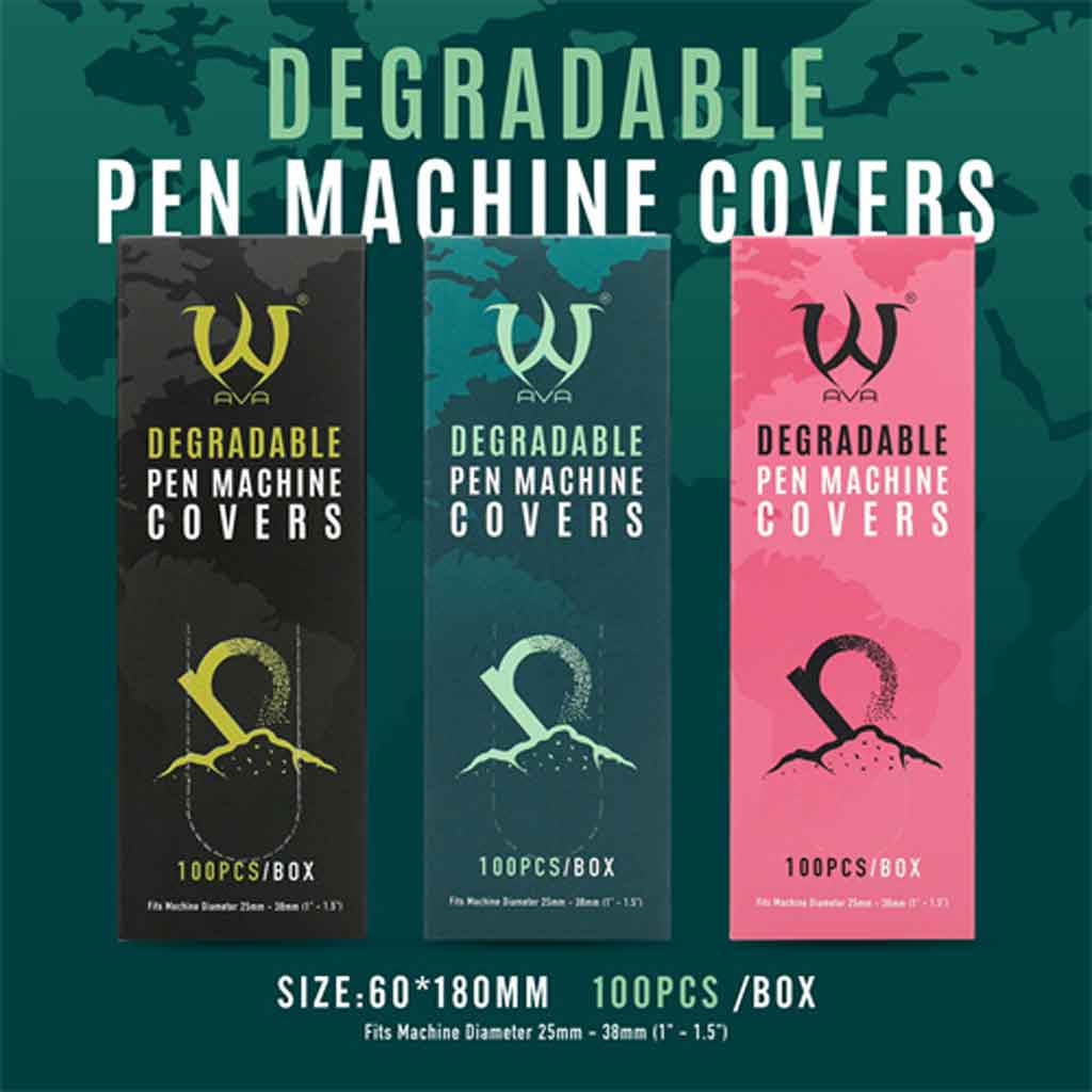 Bio-degradable Pen Machine Covers Green 60mm x 180mm 100 pcs