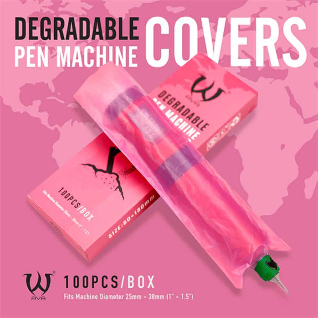 Pen Machine Covers, Pink Degradable 100 pcs