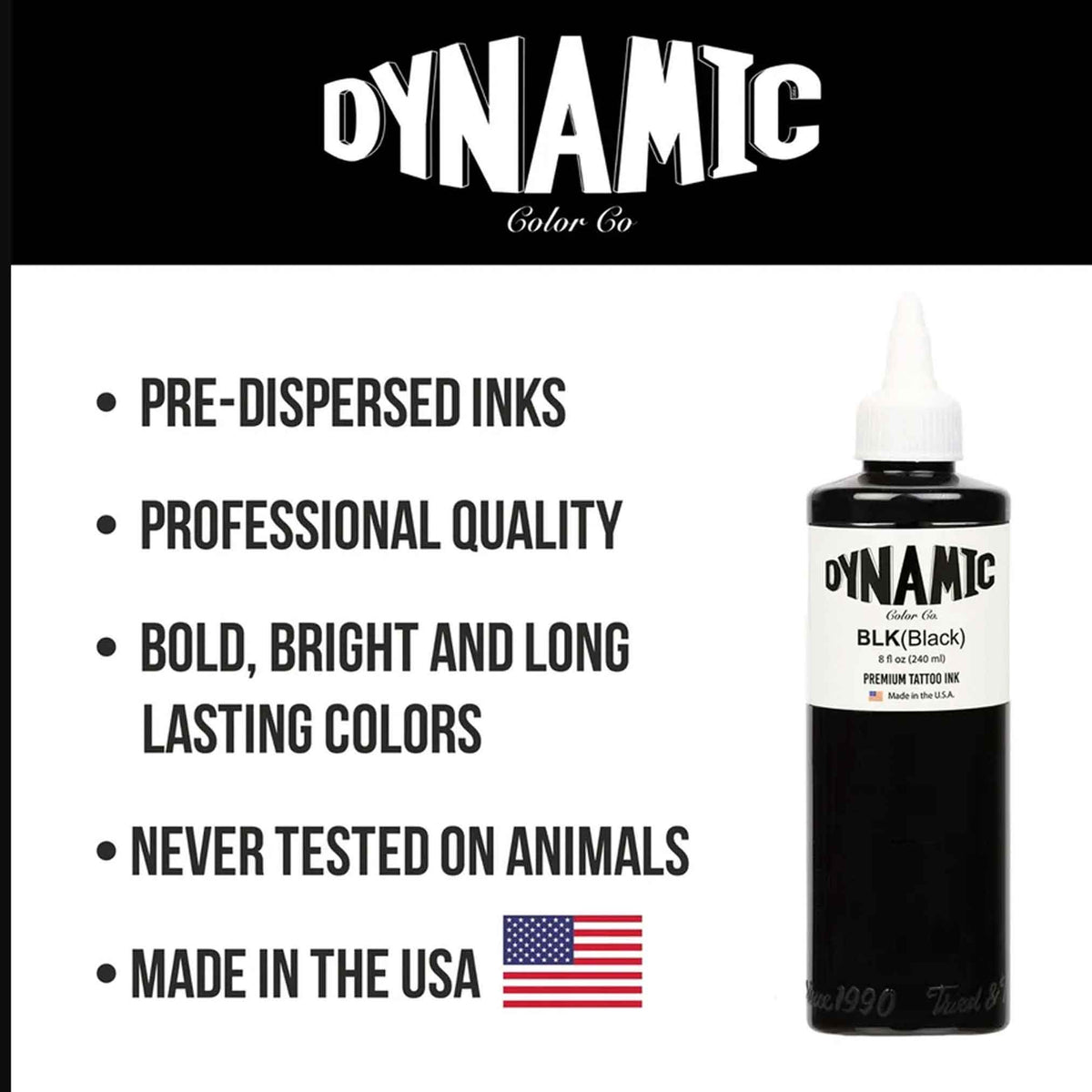  information about dynamic tattooing predisposed, Inc. professional quality bold, bright, long, lasting colors, never tested on animals and made in USA