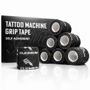 element tattoo machine grip tape, self adherent tattoo grip wrap, black tattoo grip tape rolls, tattoo machine grip wrap, professional tattoo supply, tattoo grip tape product photo, white background