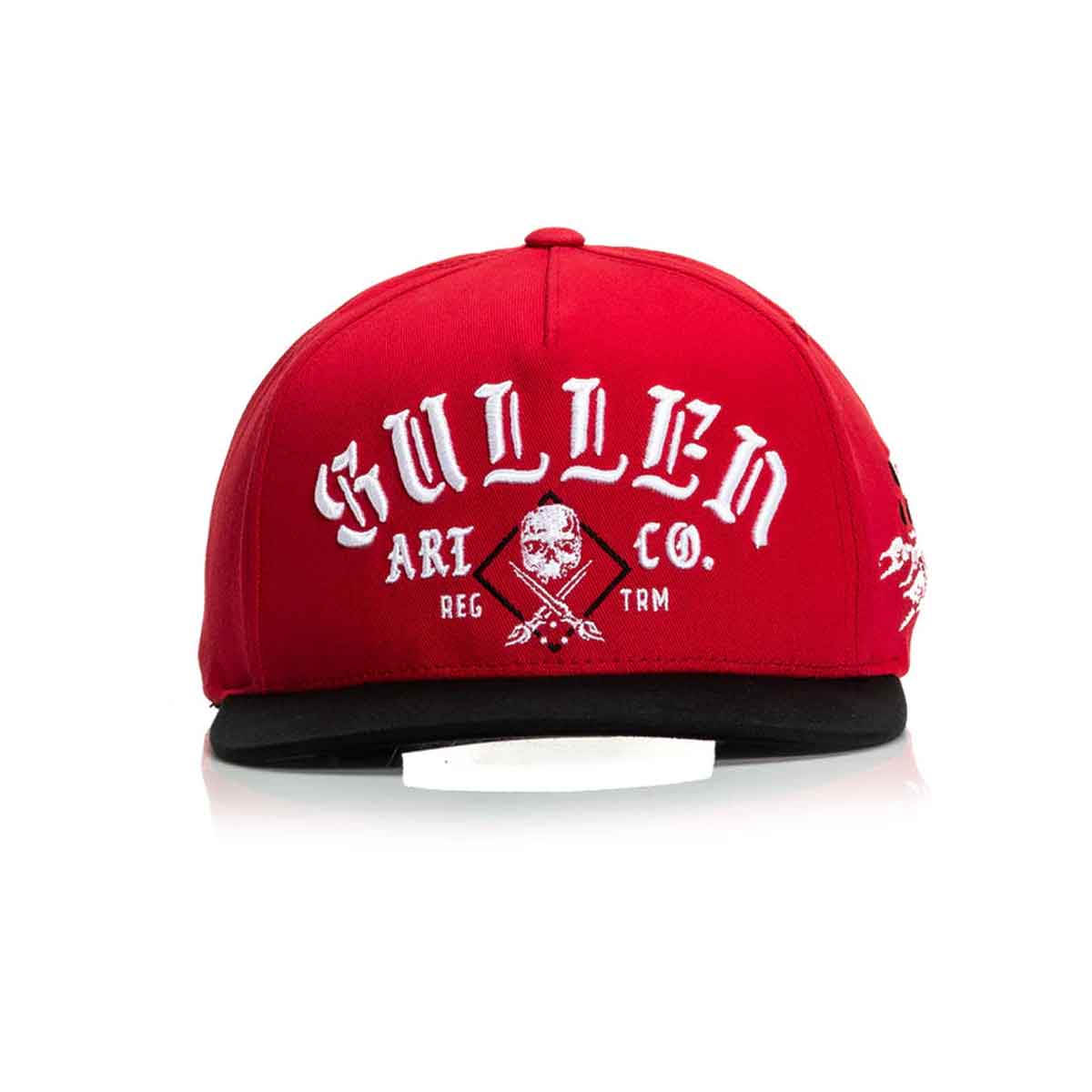 Red cap with 'Sullen Art Co.' branding on a white background