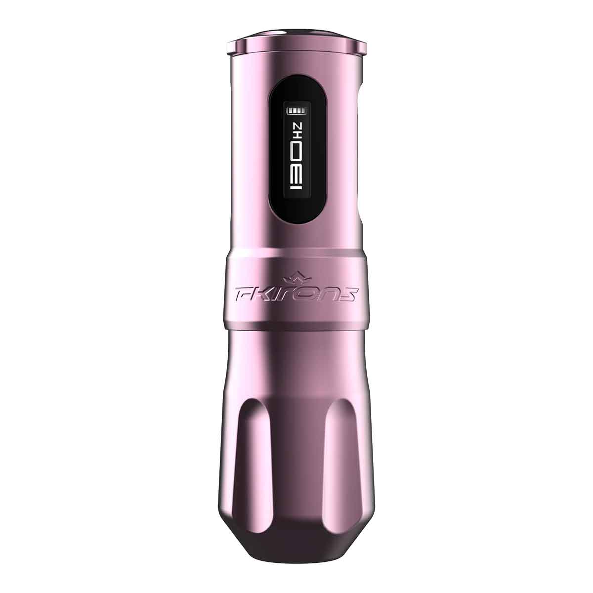 Pink hair straightener with brand logo on a white background