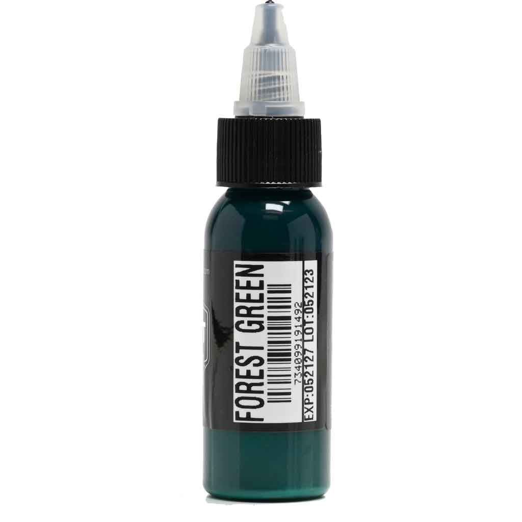 Tattoo Ink Forest Green color 1oz bottle back view of name of color