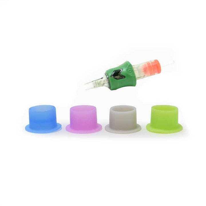 Silicone Tattoo Ink Cups, Round Mixed Colors  #12 - 100pcs