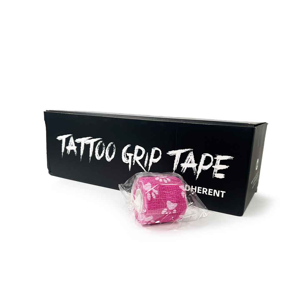 Tattoo Grip Tape, Pink Paw 2 in x 5 yds Box of 36 - Element Tattoo Supply