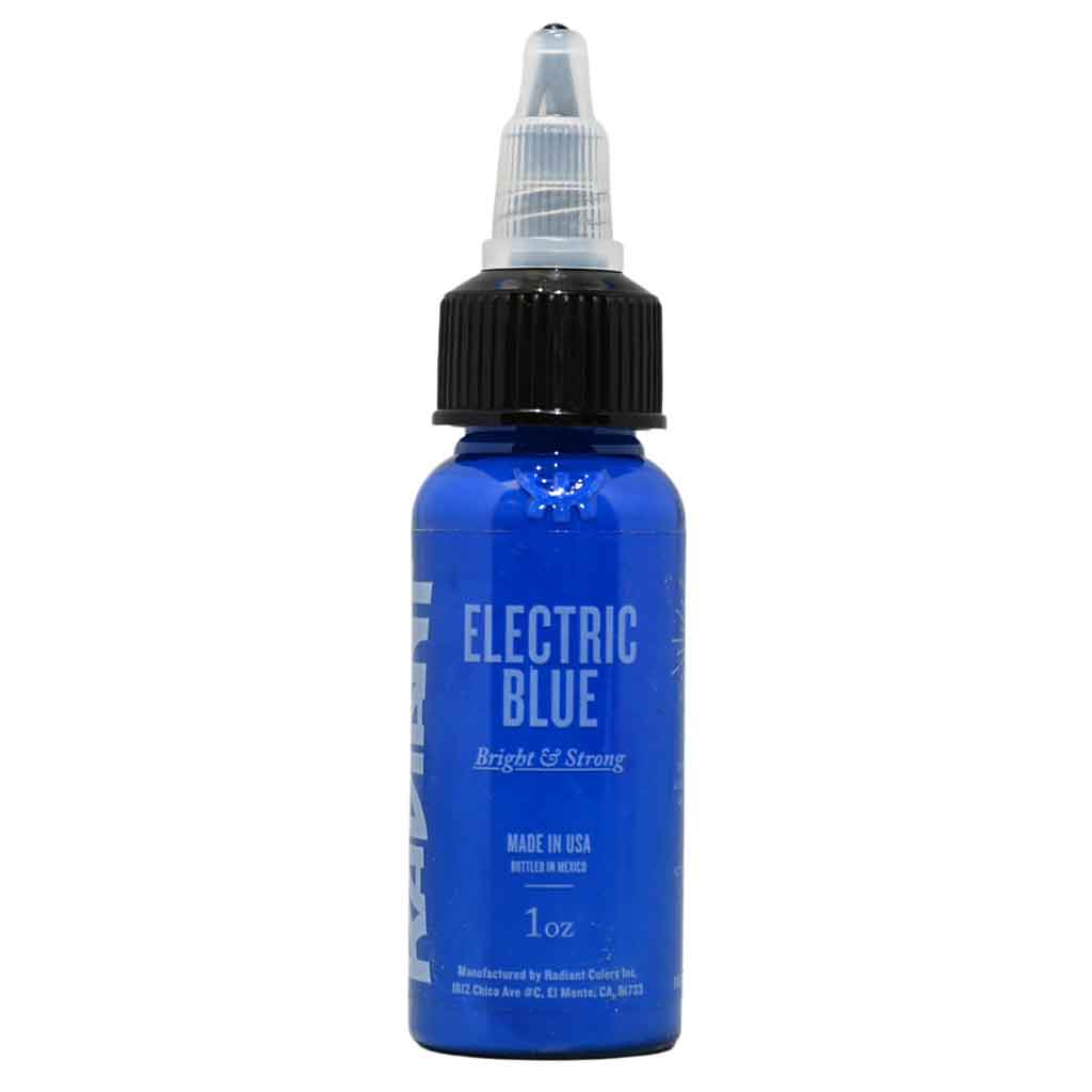 Bottle of Radiant Tattoo Ink the color Electric blue