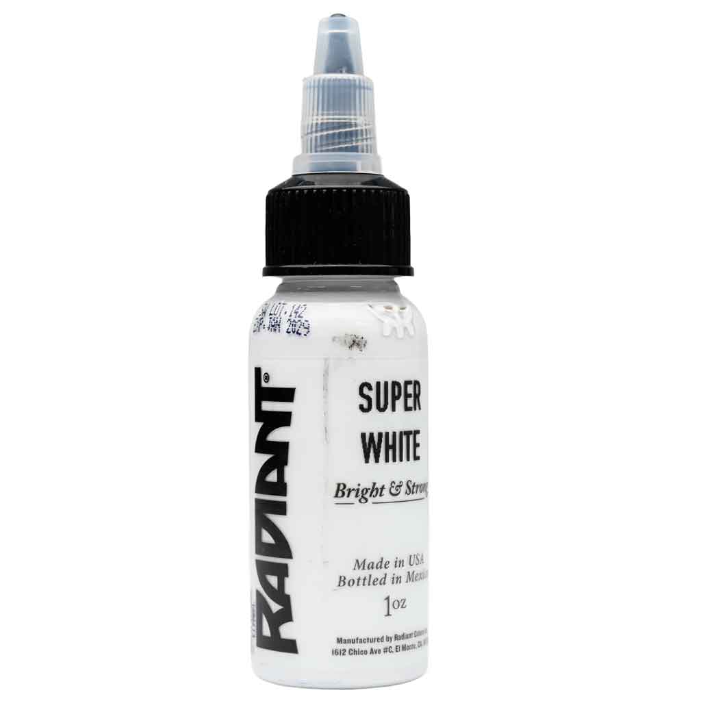 Bottle of Radiant Tattoo Ink the color Super white