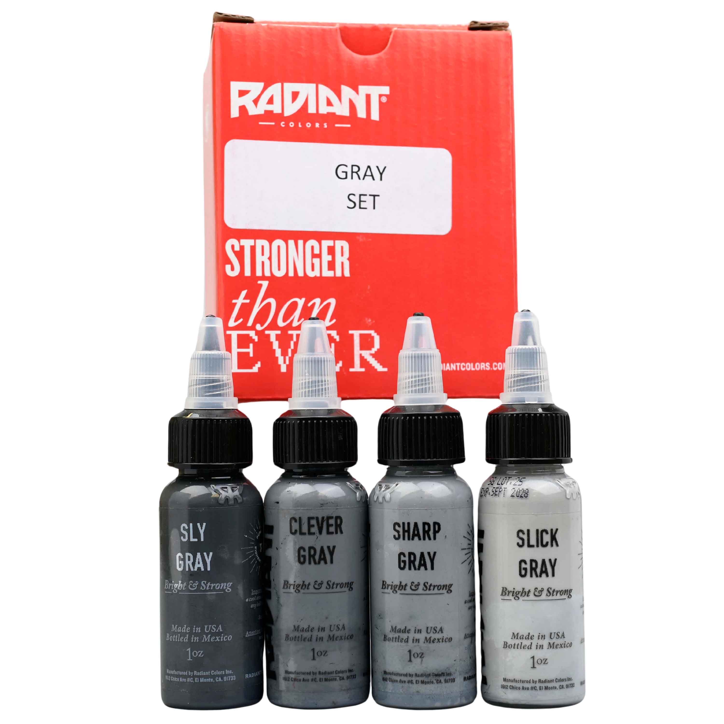 4 Gray Tattoo Ink Set, Radiant Ink