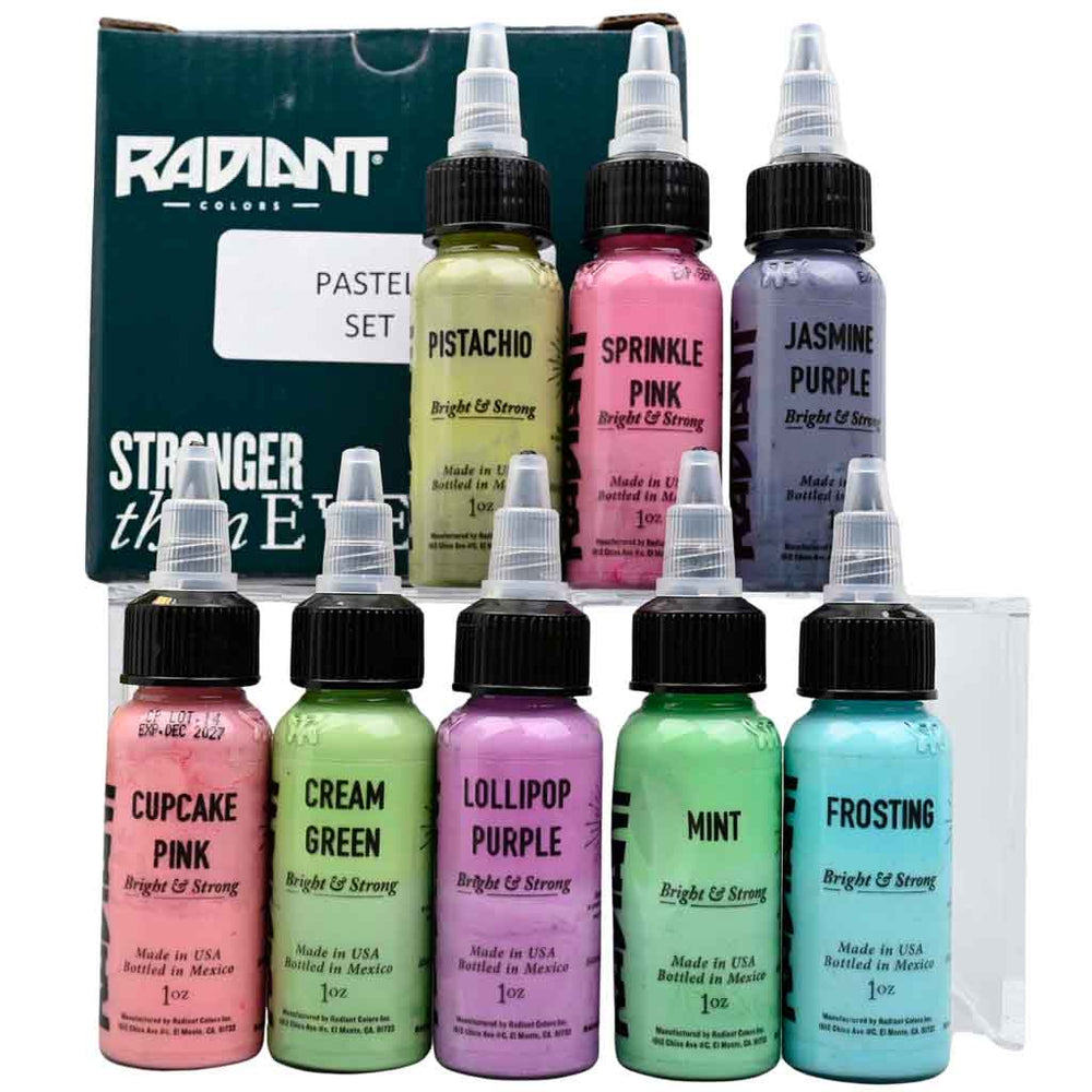 Pastel Set 1 oz 8 Color Set, Radiant Tattoo Ink