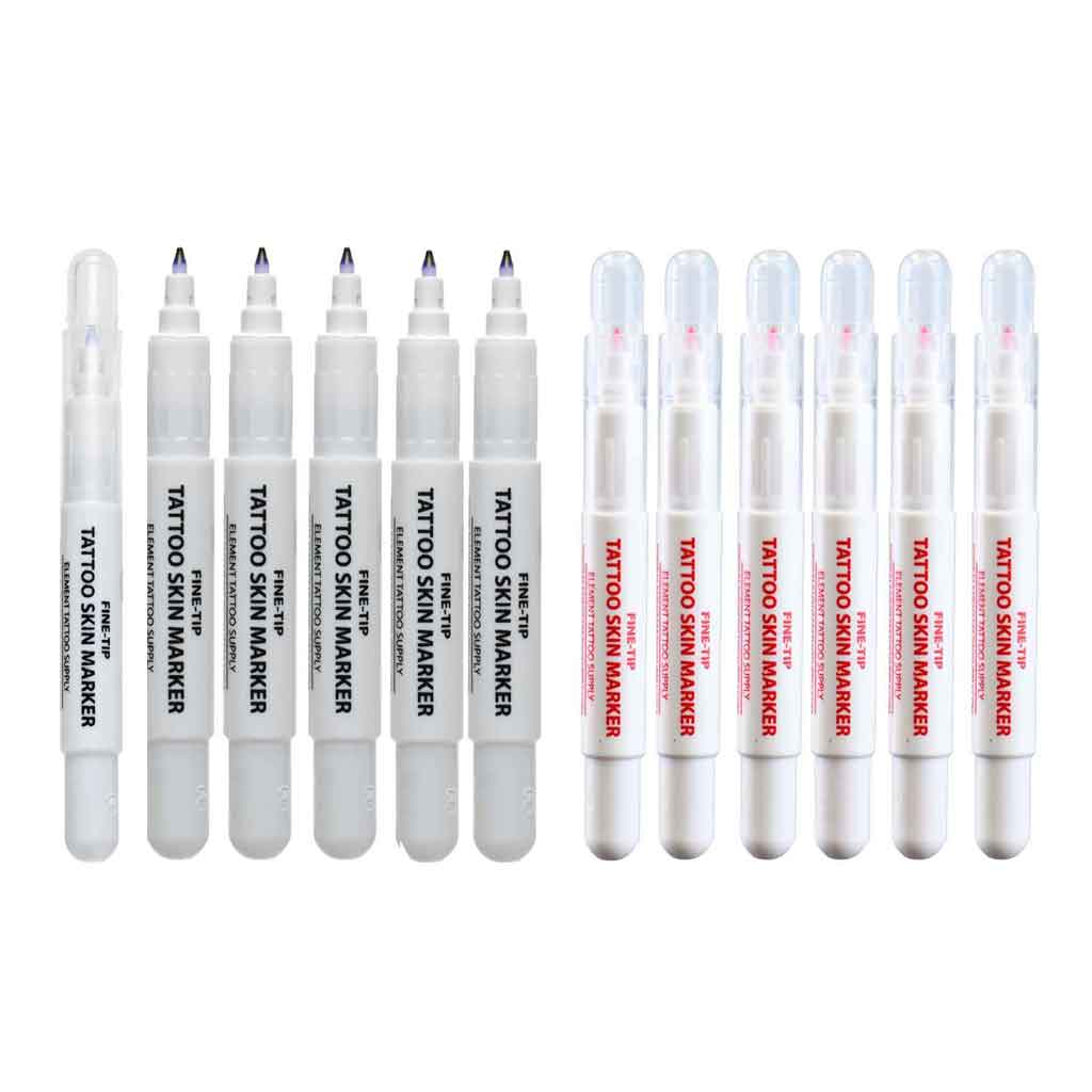 Tattoo Skin Markers Fine Tip 10pc Mixed Pack - Element Tattoo Supply
