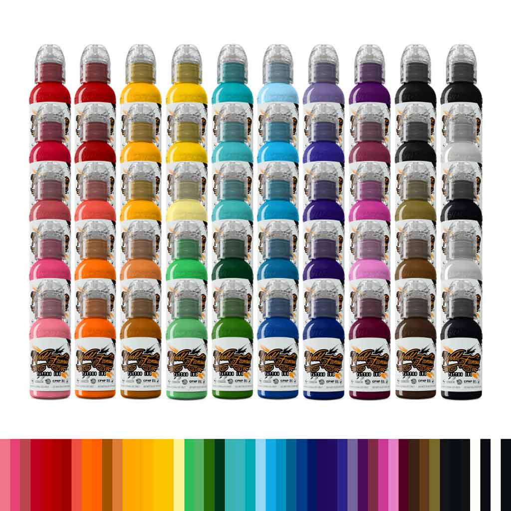 50 Color 1oz Bottle Set, World Famous Tattoo Ink