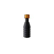 Black and gold cylindrical object on a white background