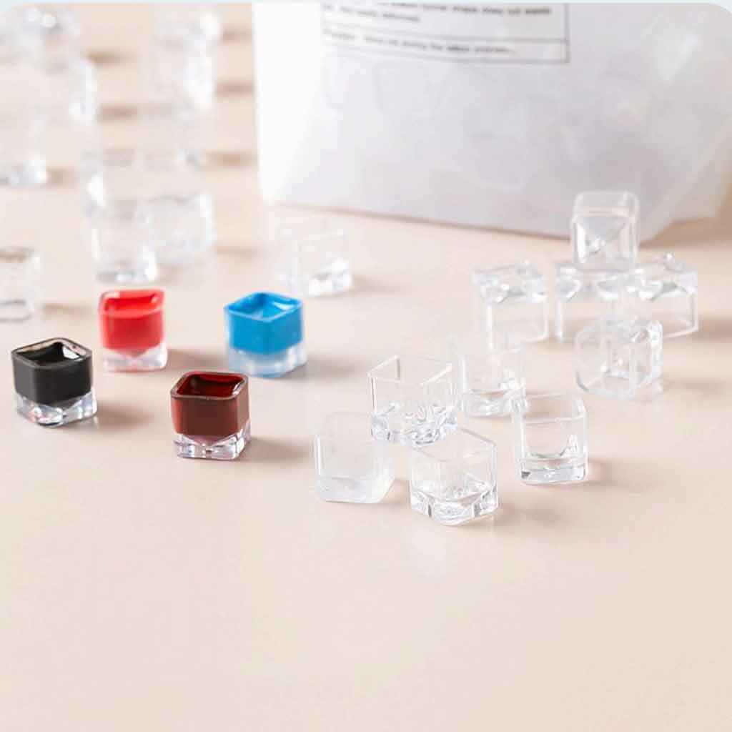 Square Clear Ink Caps #14 Medium 200pcs - Element Tattoo Supply