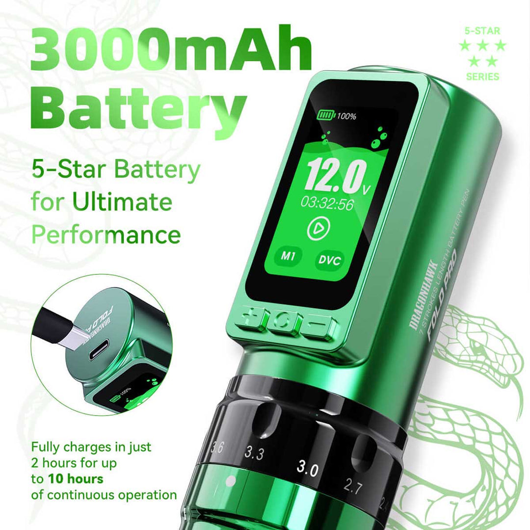 Dragonhawk Fold Pro Year of Snake Edition Tattoo Machine Pen Wireless