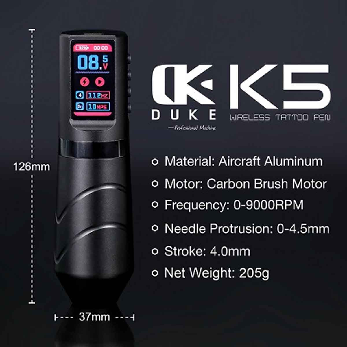 Duke K5 Wireless Pen Tattoo Machine 4.0mm