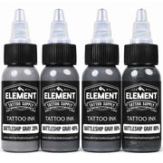 element tattoo supply battleship gray tattoo ink set, gray wash tattoo ink 20 40 60 80 percent, professional black and gray tattoo ink set, shading tattoo ink bottles for smooth gradients and realism tattoos