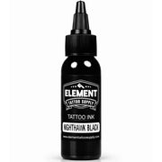 element tattoo supply nighthawk black tattoo ink bottle, professional black tattoo ink, lining and shading tattoo ink, made in usa tattoo ink, black tattoo pigment for bold lines and solid fill, tattoo artist ink bottle