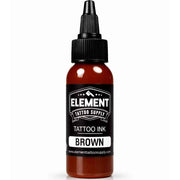 element tattoo supply brown tattoo ink, brown tattoo ink 1 oz bottle, professional tattoo ink for color packing and blending, tattoo ink bottle product photo