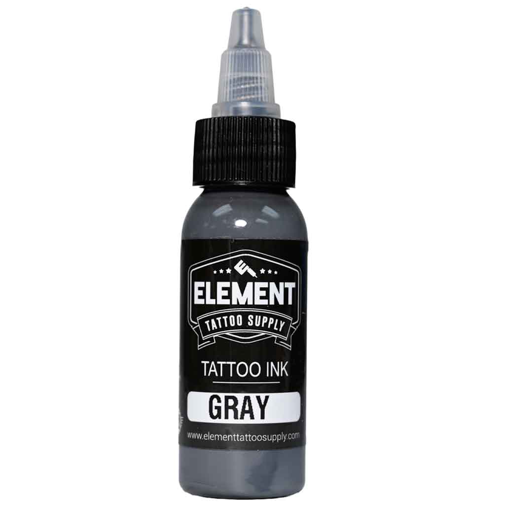 Element Tattoo Supply gray tattoo ink bottle, professional gray tattoo ink, smooth shading ink for black and gray tattoos, vegan tattoo ink made in USA, tattoo ink bottle product image