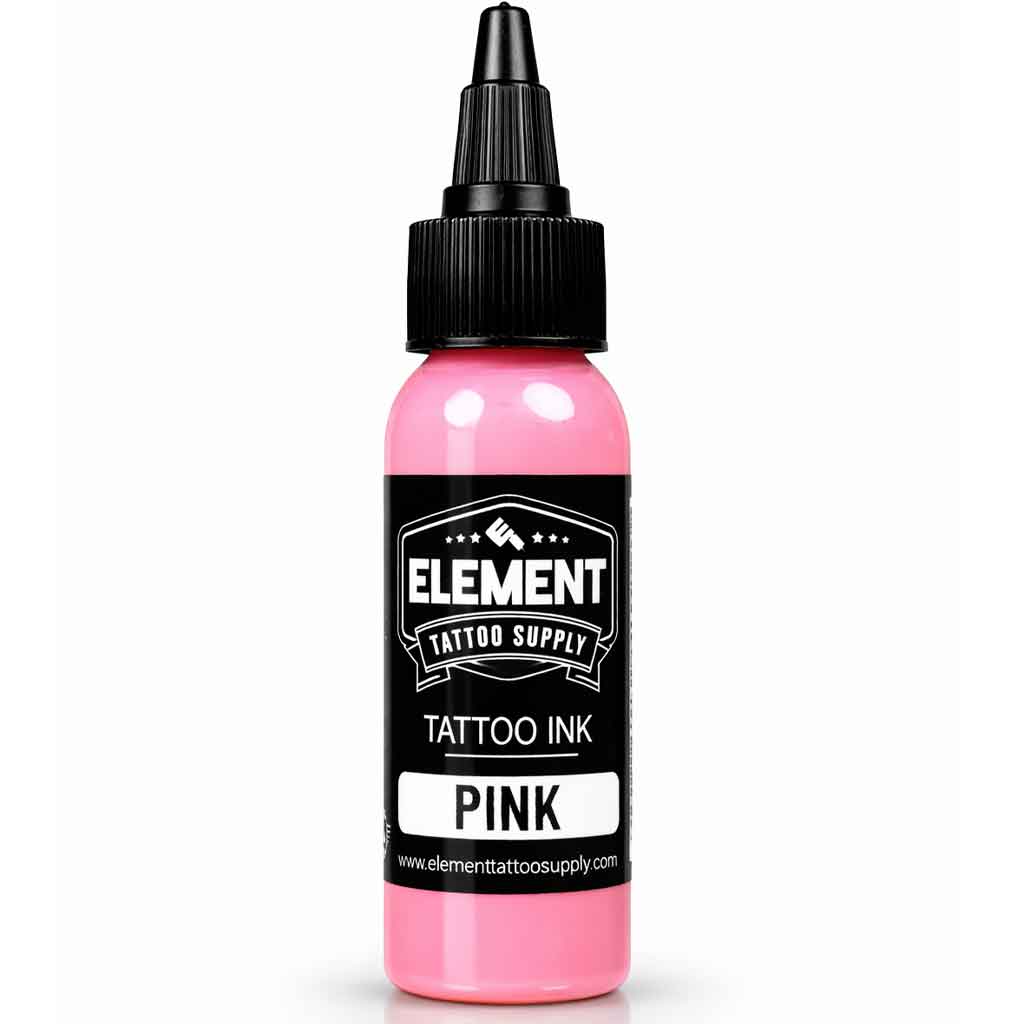 element tattoo supply pink tattoo ink, pink tattoo ink 1 oz bottle, professional tattoo ink for color packing and blending, tattoo ink bottle product photo
