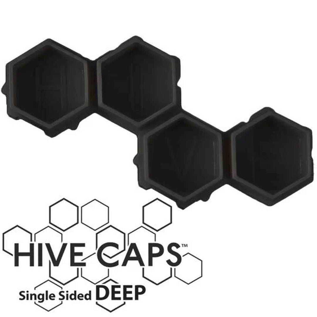 Hive Caps Deep Ink Cups  with 'Hive Caps' branding on a white background