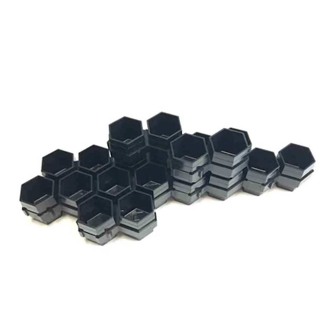 Hive Caps Deep Ink Cups stacked on a white background