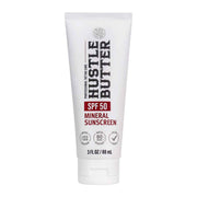 Tube of Hustle Butter mineral sunscreen with SPF 50 on a white background