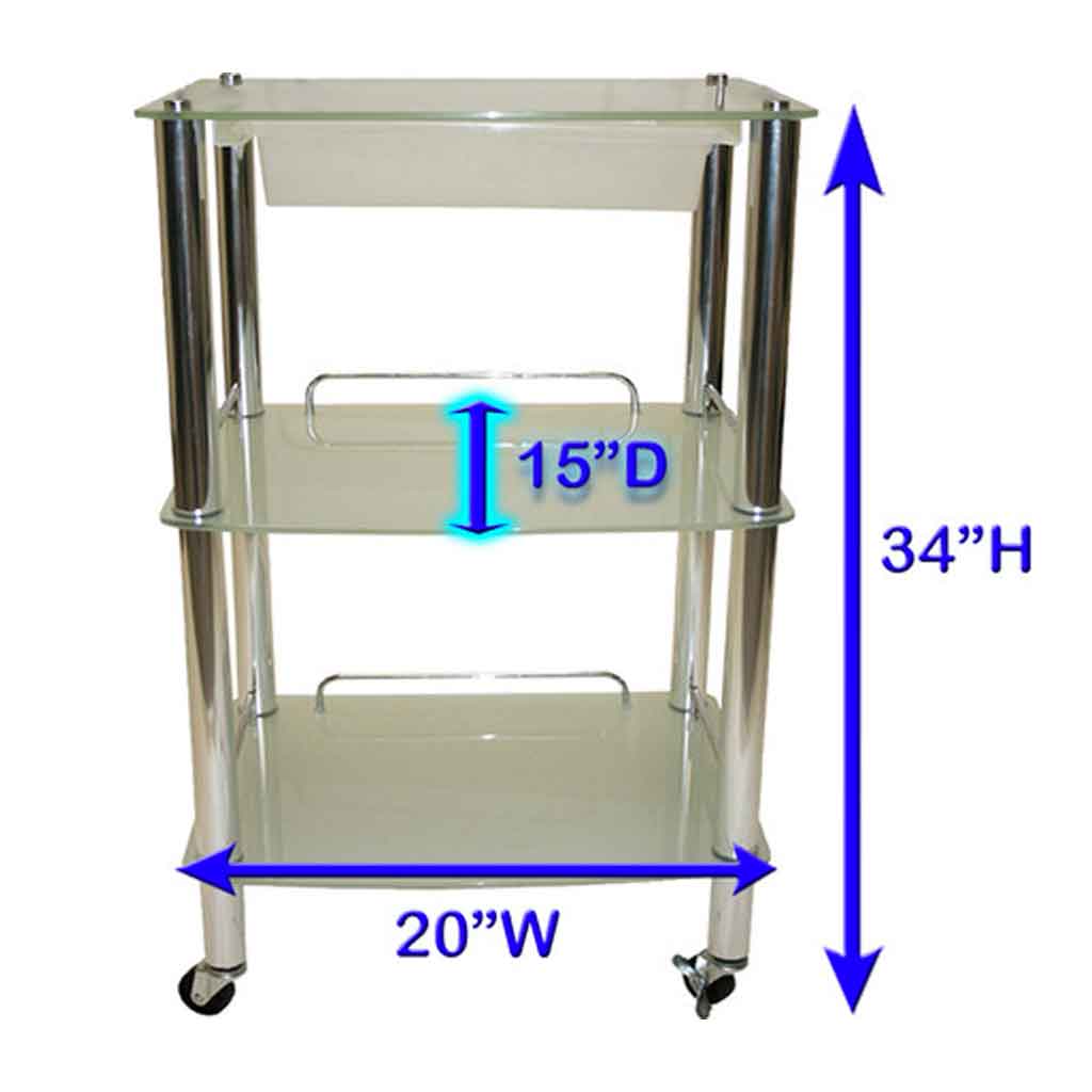 Glass & Chrome Trolley with Slide-Out Bin (Medium) - InkBed