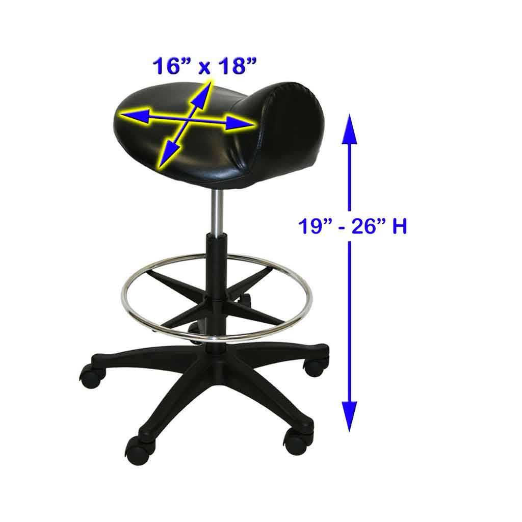 XL Air-Lift Saddle Stool with Adjustable Footrest - InkBed