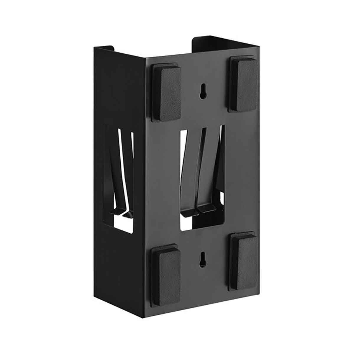 Black metal bracket on a white background