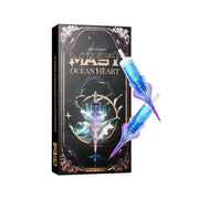 A boxed product labeled 'MAST OCEAN HEART' with two translucent blue and purple needle-like applicators shown in front of the box on a plain white background.