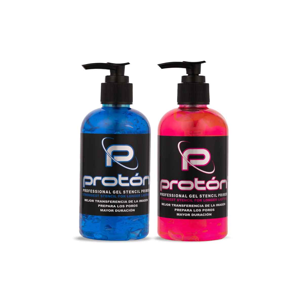 two bottles of proton tattoo stencil gel