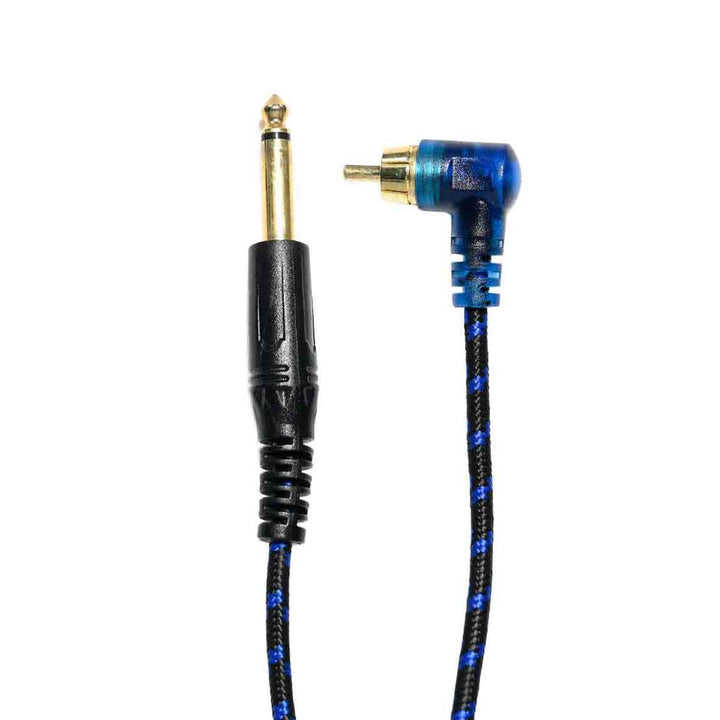 Premium RCA Angled Woven LED Snakeking Cable 6 ft. 3A Blue