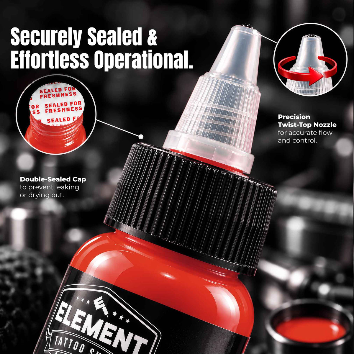Red Tattoo Ink | Element Ink 1 oz Bottle