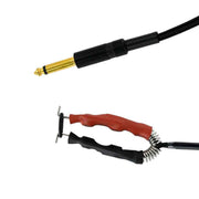 tattoo clip cord cable with gold connector on a white background