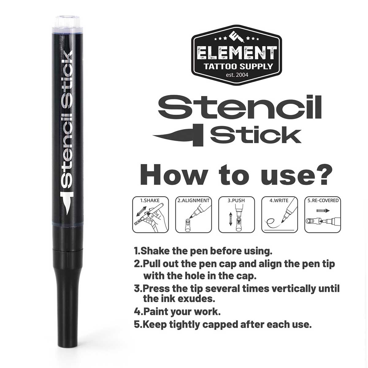 Stencil Stick Tattoo Stencil Marker with Replaceable Tips - Element Tattoo Supply
