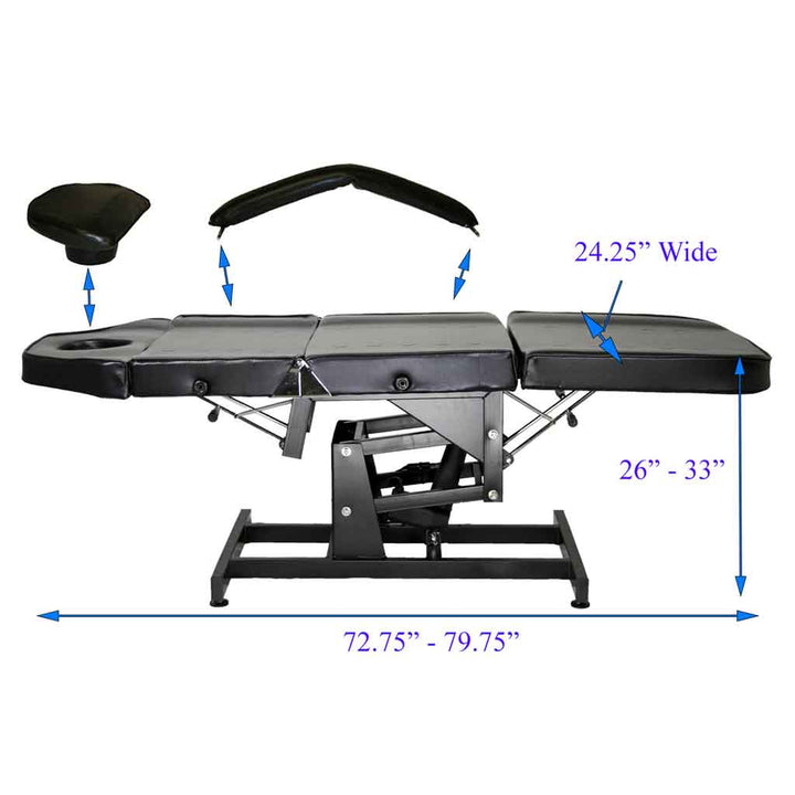 BLACK Electric Height Adjustable Tattoo Bed - Inkbed