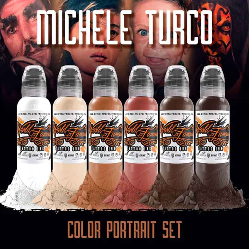 Michele Turco Color Portrait Set, World Famous Tattoo Ink 1 oz