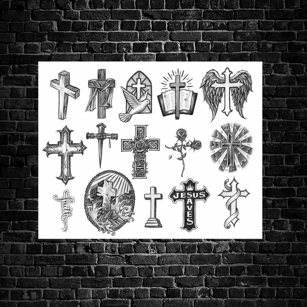 15 Religious cross tattoo stamps, brushes for procreate, rosary – TATTOO  PROCREATE