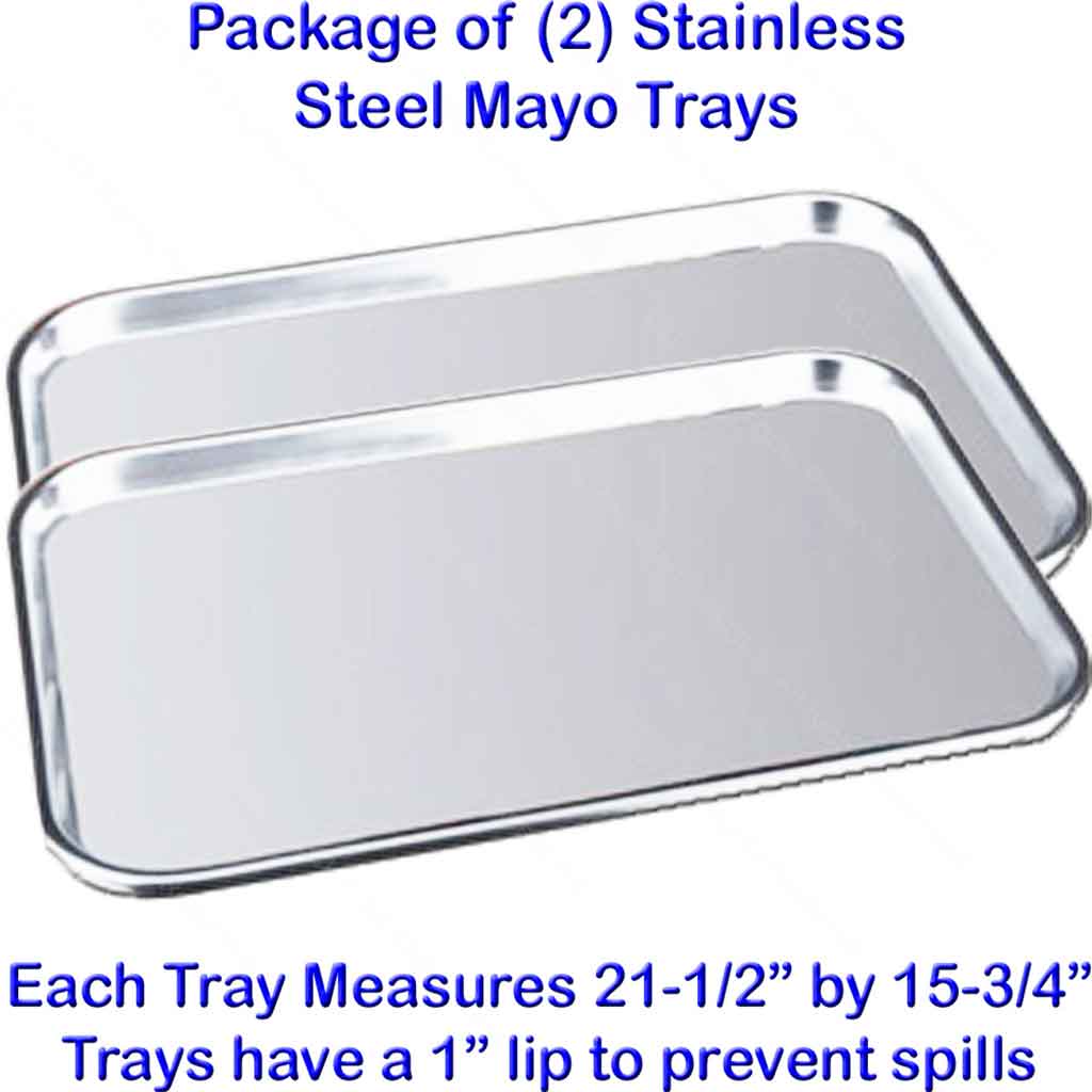 Stainless Steel Mayo Trays, Package of 2
